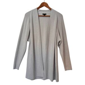 J. Jill Wearever Collection Light Gray Long Open Minimalist Women's Cardigan M